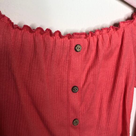 coral long sleeve crop top sz medium - Picture 3 of 6